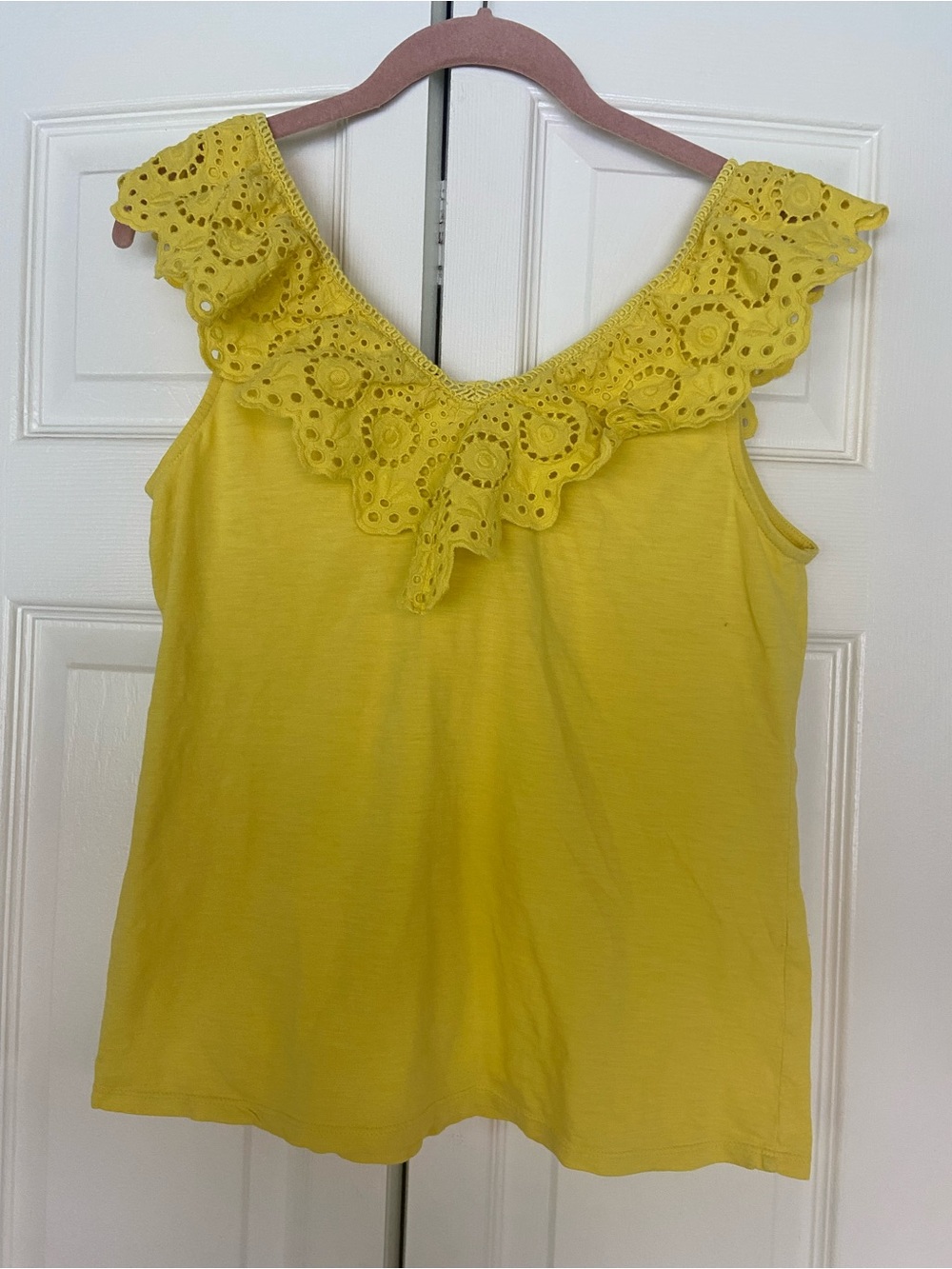 Lilly Pulitzer Yellow Eyelet Ruffle Tank